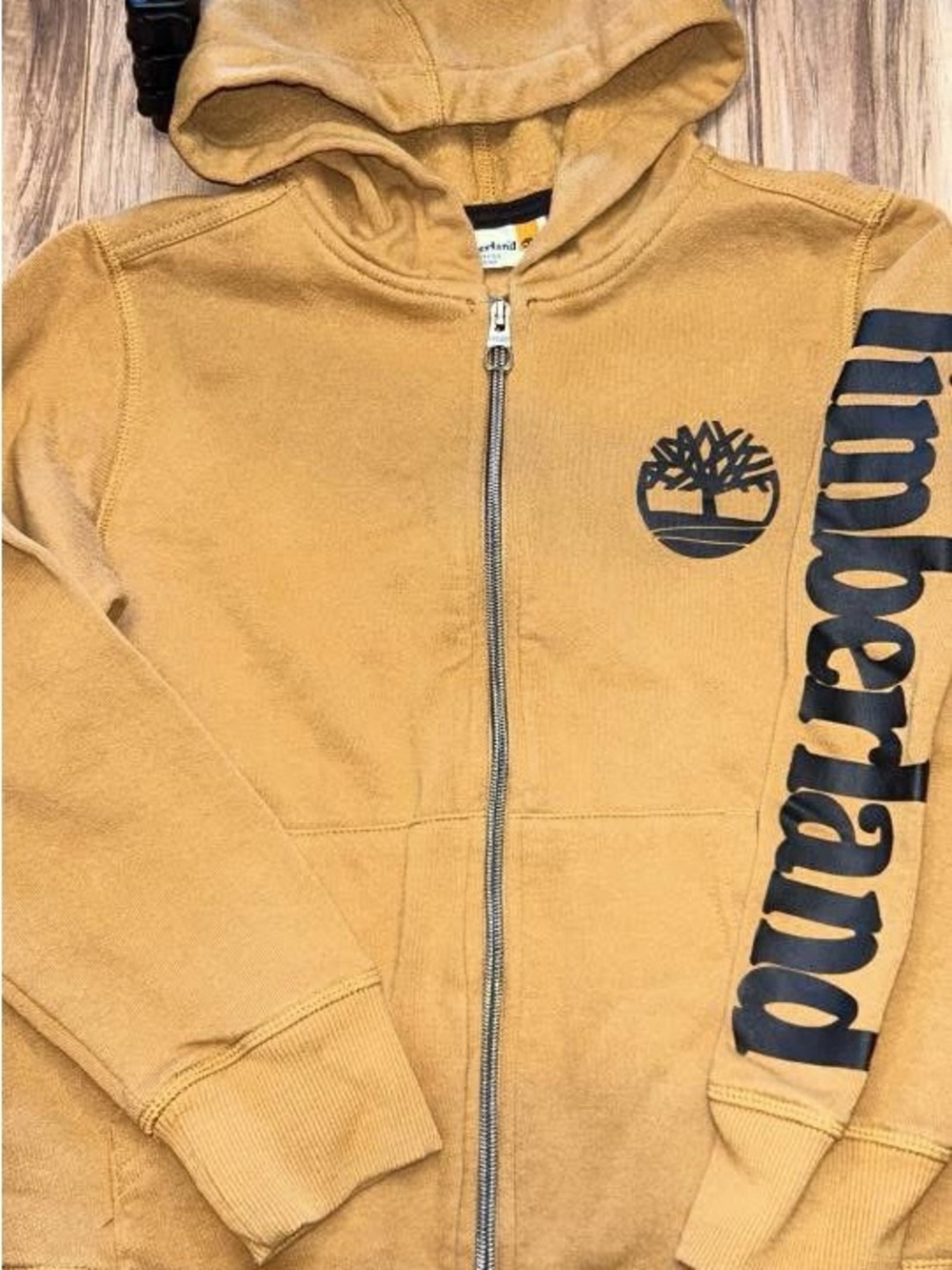 Timberland Kids Zip-Up Hoodie in Caramel with Black Logo